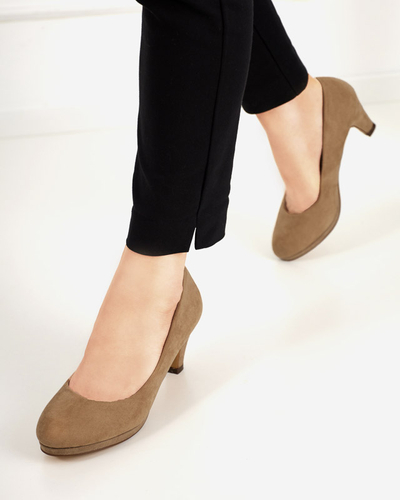 Dámské jehlové lodičky Troerqa khaki - Obuv