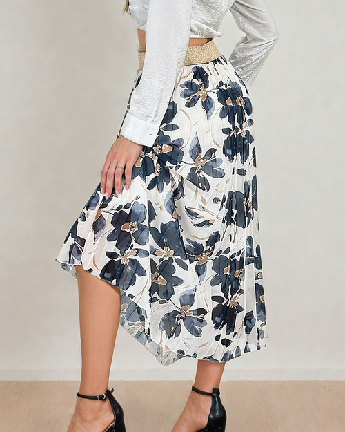 Royalfashion Жіноча плісирована квіткова спідниця міді