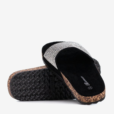 Чорні дитячі шльопанці з кубічним цирконієм Procopia - Взуття 1