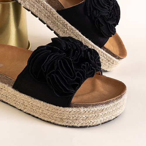 Чорні жіночі шльопанці на платформі Kalisa