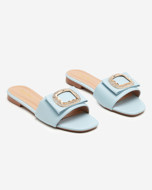 Сині жіночі шльопанці з прикрасою з фіанітів Iteria