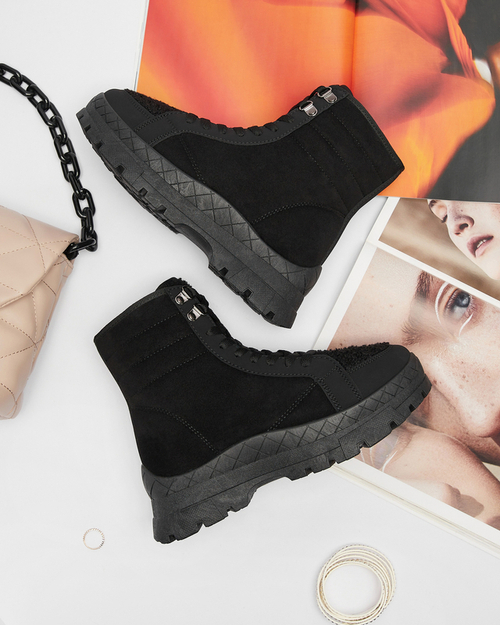 Жіночі утеплені черевики-трапери чорного кольору Wosser- Footwear