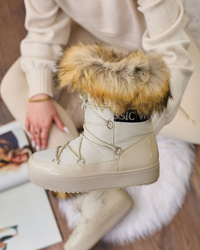 Royalfashion Бежеві черевики-сліпони a'la снігоступи жіночі Gomllo