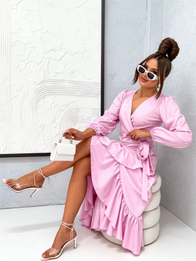 Royalfashion Ženské midi šaty s volány na zavazování