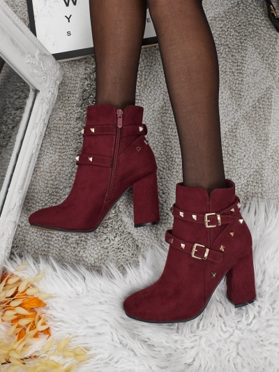 Botki Verentia zamszowe w bordowym kolorze
