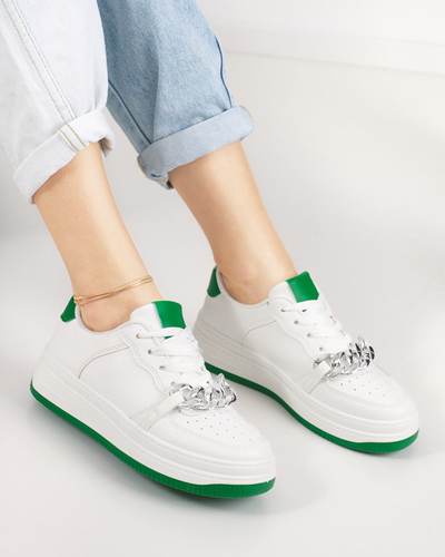 OUTLET Bílo - zelené dámské sportovní boty s řetízkem Nevito - Obuv