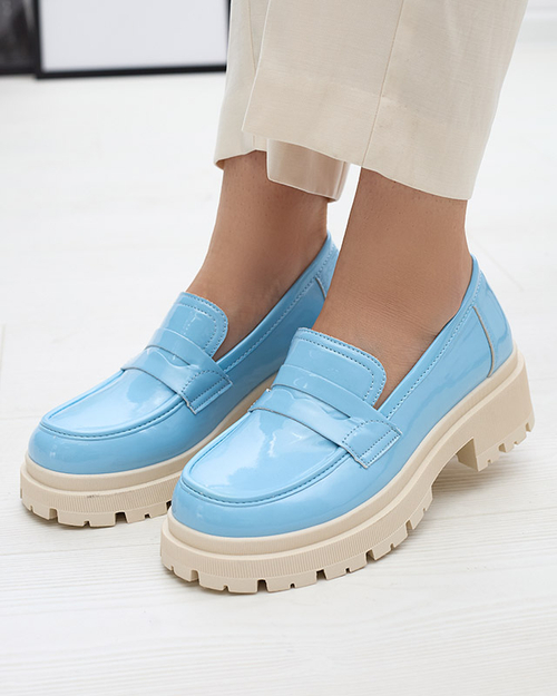 Сині лаковані мокасини для жінок Royalfashion Noppel