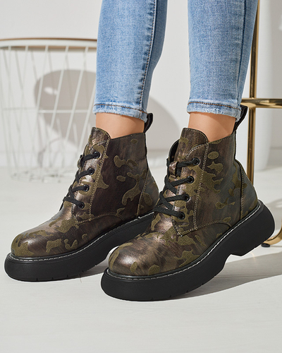 Zelené dámské moro trappery Moreore - Obuv