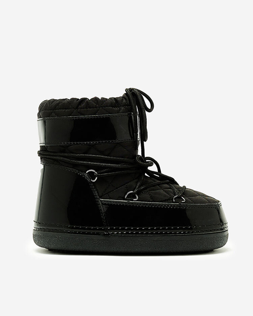 Royalfashion Чорні жіночі снігоступи з рубчиком Yevnoiela