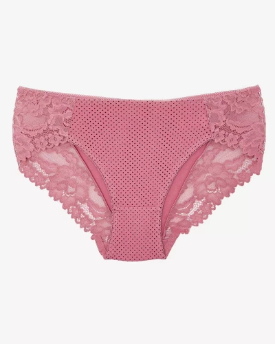 Tmavě růžové dámské kalhotky s puntíkovým potiskem - spodní prádlo