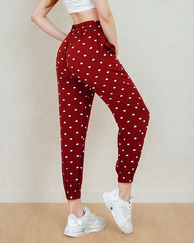 Royalfashion Dámské látkové kalhoty se srdíčky