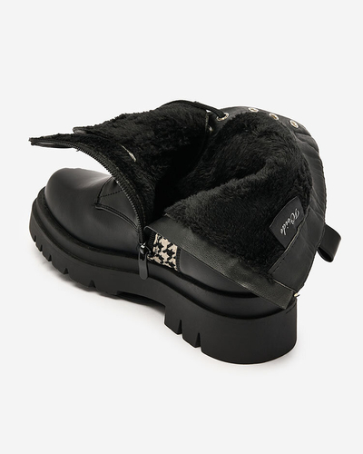 Royalfashion Černé dámské kozačky s pepitovou vložkou Zatafel