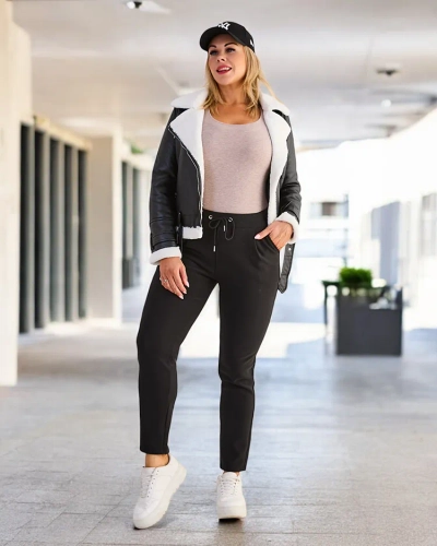 Dámské plus size treggings kalhoty Royalfashion s podšitým fleecem
