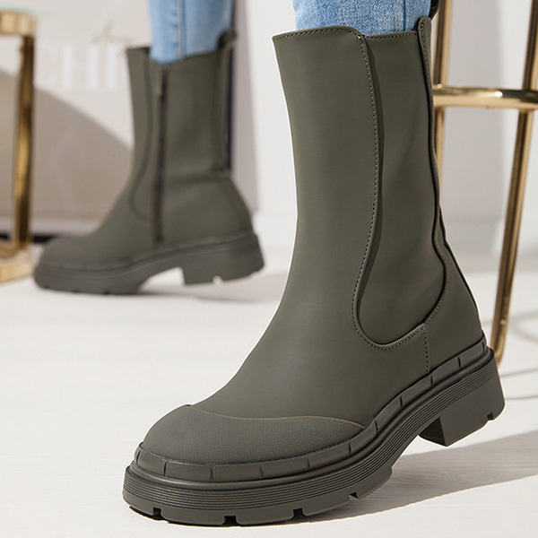 Жіночі утеплені темно-зелені високі чоботи Jori - Взуття