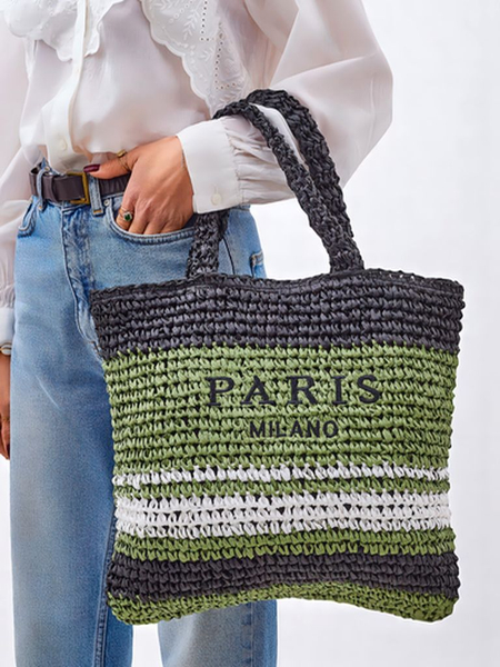 Royalfashion Velká slaměná dámská taška Paris Stripe