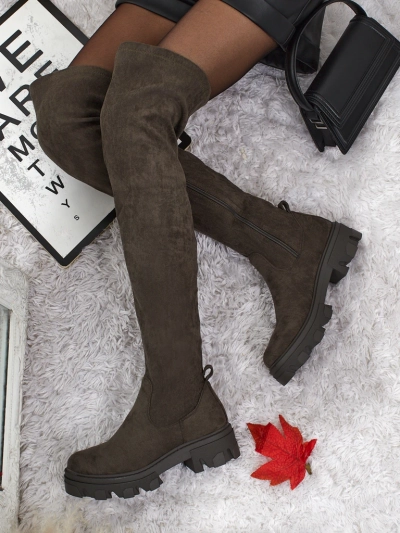 Dámské kozačky nad koleno eko semišové Maelin