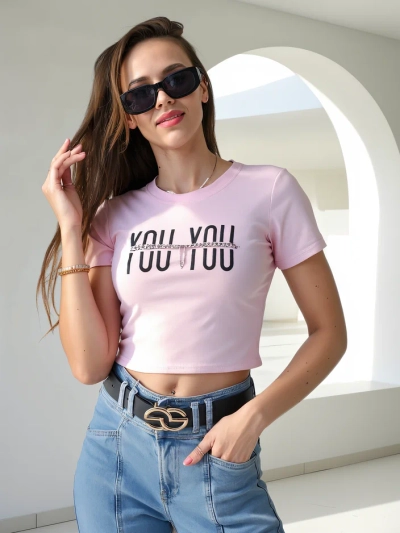 Royalfashion dámský bavlněný crop top s nápisem