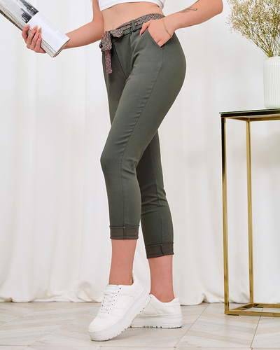 Royalfashion Зелені жіночі прямі штани з тканини