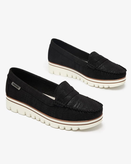 Чорні жіночі мокасини з блискучим покриттям Metiga - Взуття