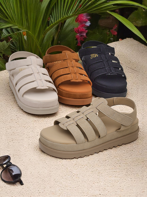 Жіночі сандалі Heraclea Royalfashion на платформі чорні з екошкіри