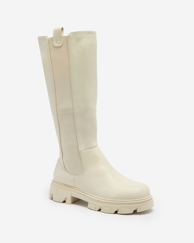 Кремові жіночі черевики до середини ікри Vebissa- Footwear