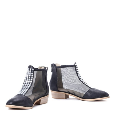 Czarne botki z siatki - Obuwie