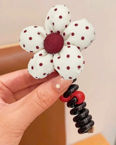 Royalfashion Elastická spirálová gumička do vlasů s malým kvítkem Blossom Coil