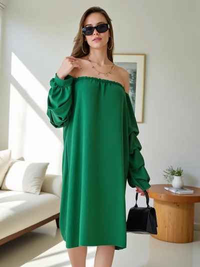Royalfashion Hladké dámské šaty ve španělském stylu s volány