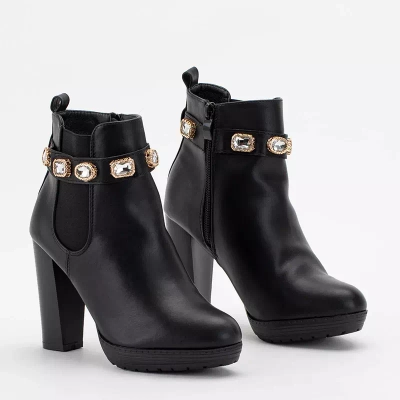OUTLET Чорні жіночі ботильйони з кристалами Pricile - Взуття