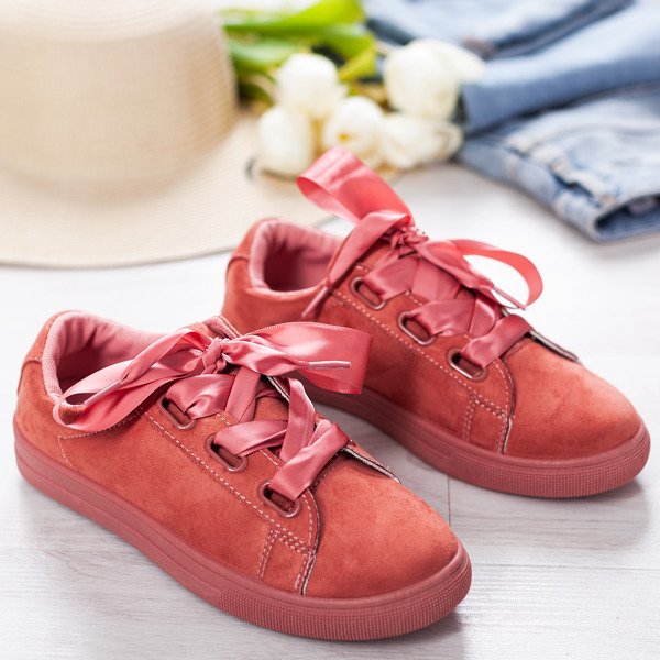 Růžové tenisky svázané stuhou Trinia - Obuv