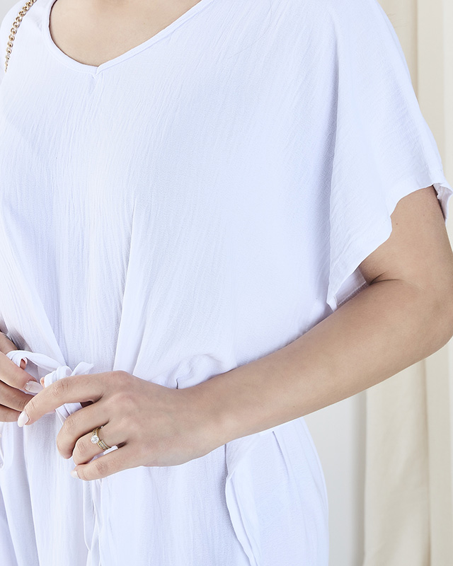 Bílé dámské oversize šaty v midi délce - Oblečení