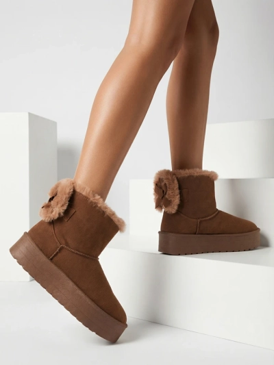 Royalfashion Dámské boty a'la snow boots in brown Goroggo