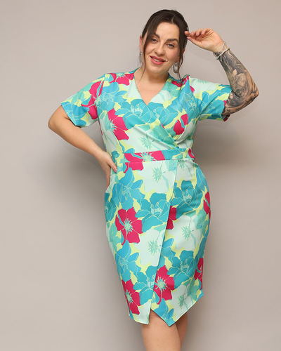 Royalfashion Dámské šaty z květované látky PLUS SIZE