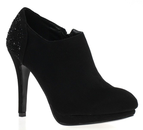 Czarne botki na słupku - Obuwie