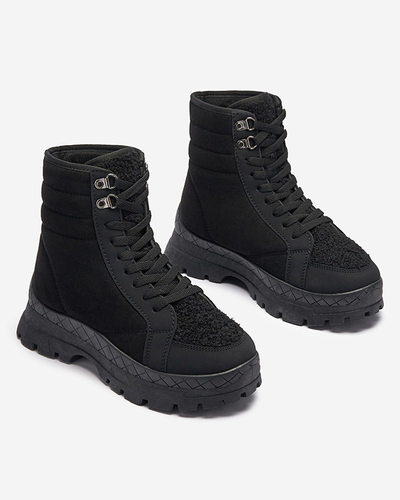 Жіночі утеплені черевики-трапери чорного кольору Wosser- Footwear