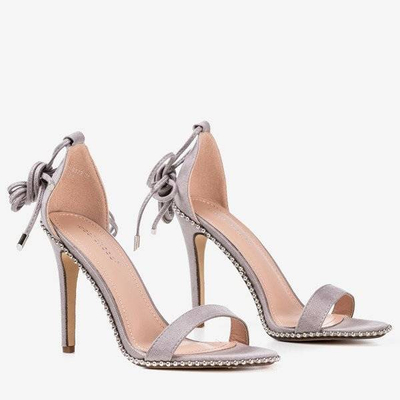 Босоніжки з сірим зав’язанням на високому каблуці Taya - Взуття 1