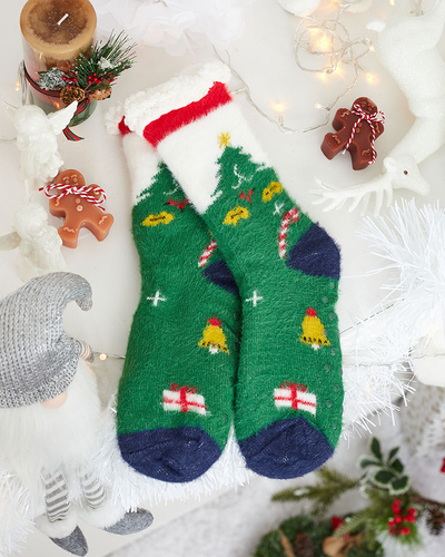 Royalfashion Warmed Christmas Green dámské ponožky