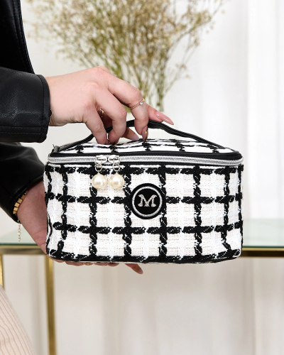 Dámská kostkovaná kosmetická taška Royalfashion v bílé barvě