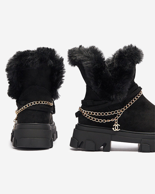 Чорні жіночі чоботи з екозамші з ланцюжком Videric - Взуття