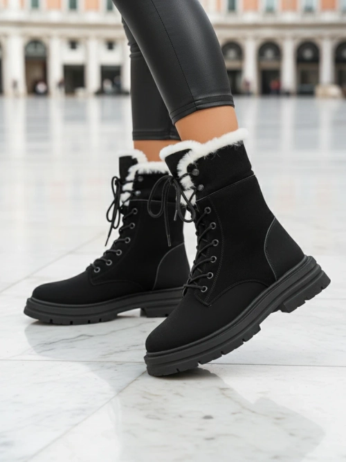 Royalfashion Жіночі чоботи на щиколотці з хутром Nasaha