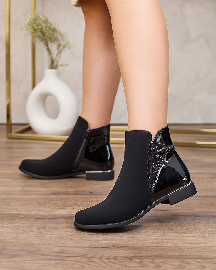 Royalfashion Černé dámské kozačky se zirkony Overlissa