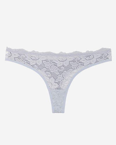 Сірі бавовняні жіночі трусики стрінги з мереживом - Білизна