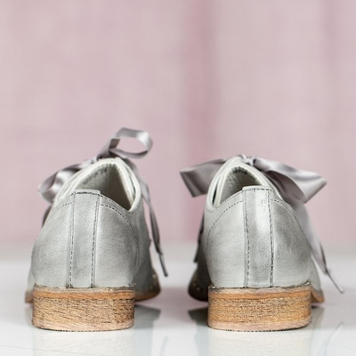 OUTLET Šedé boty se stuhou Zina - Obuv