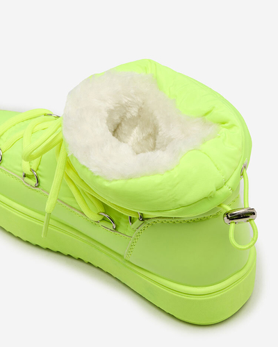Royalfashion Dětské nazouvací boty a'la snow boots v neonově žluté barvě Asifa