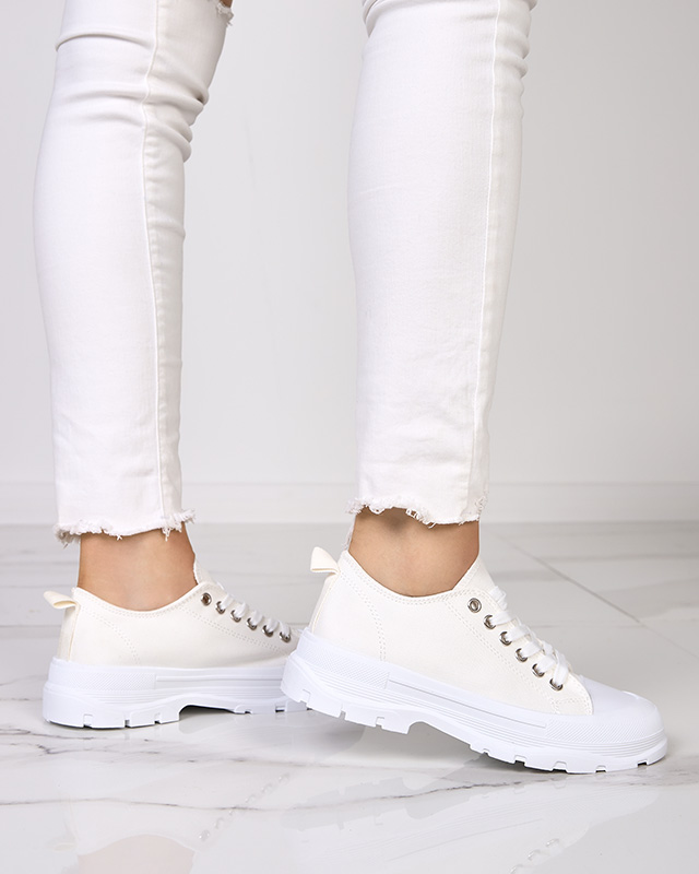 Bílé a ecru dámské tenisky na vyšší podrážce Mytiko - Obuv