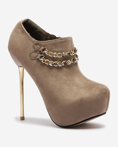 Сіро-бежеві жіночі туфлі на високій шпильці Ehcso- Footwear