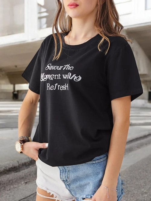 Royalfashion Cotton Women’s T-Shirt Savour The Moment With Refresh