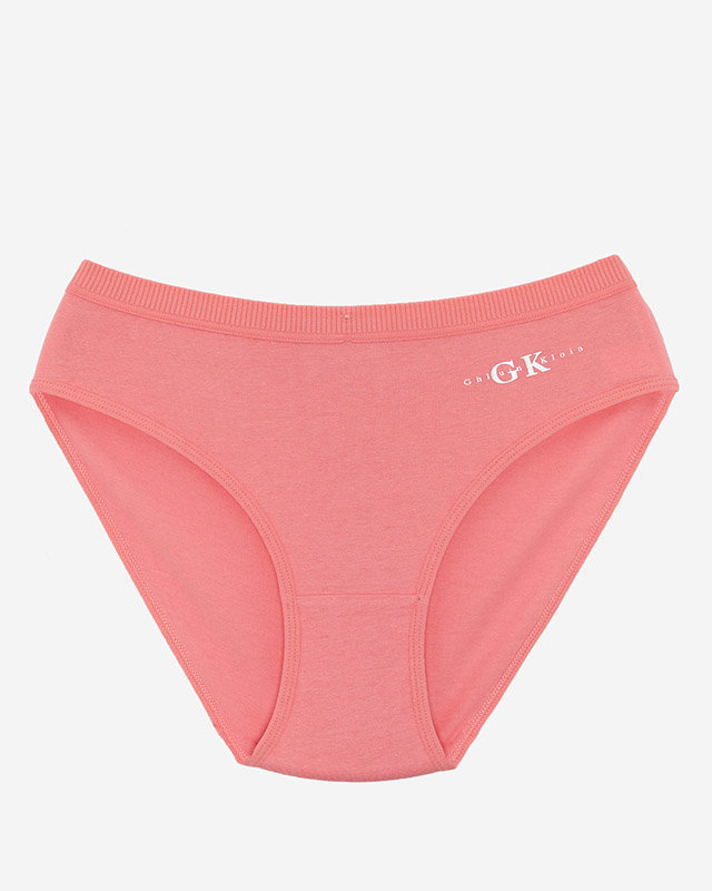 Dámské korálové bavlněné slipy s nápisem - Spodní prádlo