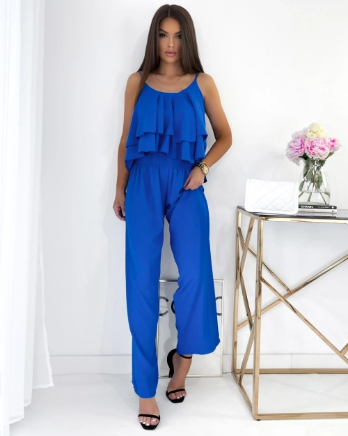 Жіночий комплект Royalfashion темно-синій з воланами