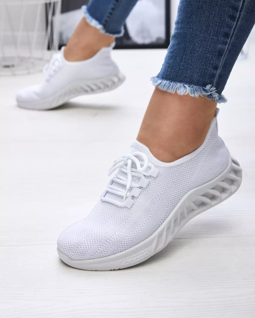 Жіночі тканинні спортивні кросівки білого кольору Acarfi-Footwear